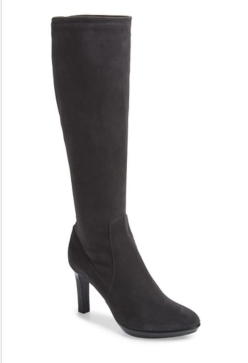 Aquatalia Rhumba II Stretch Suede Knee Boots Light Grey 9