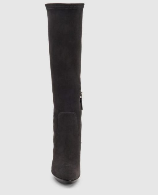 Aquatalia Rhumba II Stretch Suede Knee Boots Light Grey 9 - Image 3