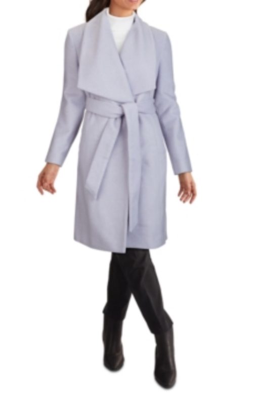 Cole Haan Women's Overcoats LAVENDER - Lavender Wool-Blend Trench Coat 6