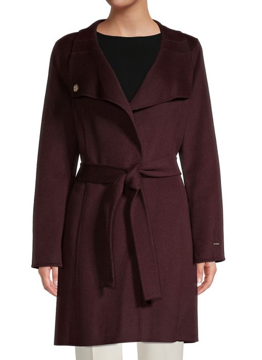 Tahari Women's Evana Belted Coat - Port Wine S