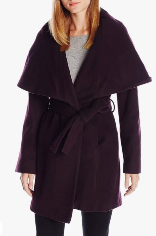 Tahari Women's Merlot Wrap Coat - Wool Blend Winter Coat