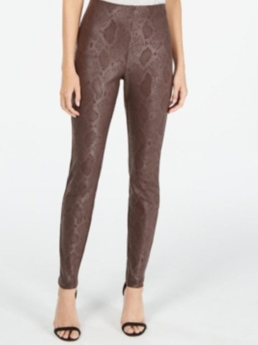 INC International Concepts Women S Snake-Print Skinny Pants Brown Size 10