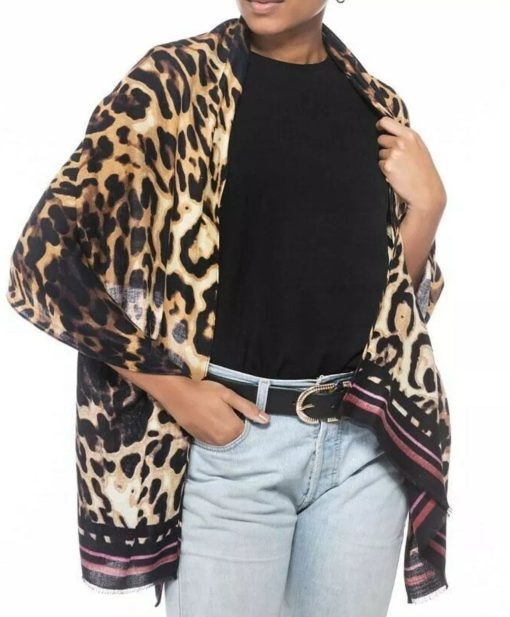 INC Leopard Print Wrap Shawl Scarf - Brown - One Size - Women's Scarves