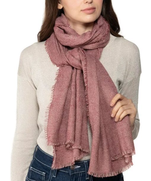 INC International Concepts Wrap Scarf | Color: Wine Dark Red | Two-Tone Stripe Pattern