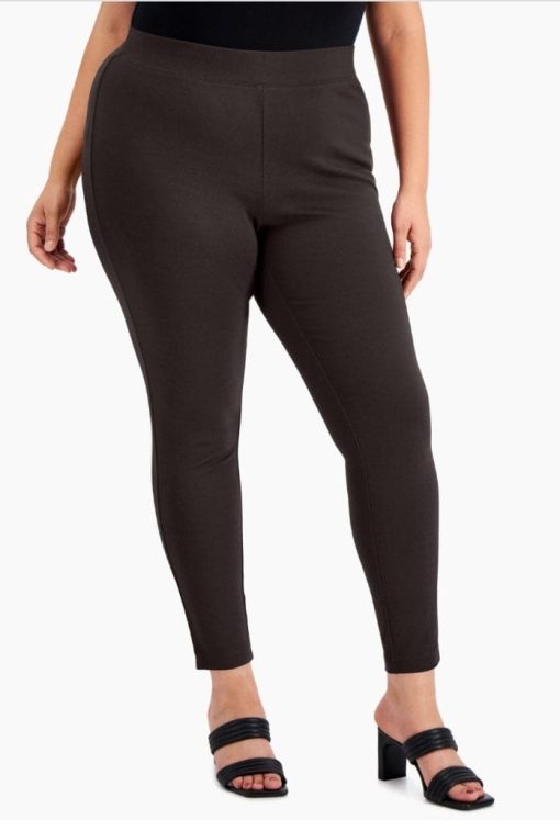 INC Plus Size Skinny Pull-on Ponte Pants,  French Roast 26W