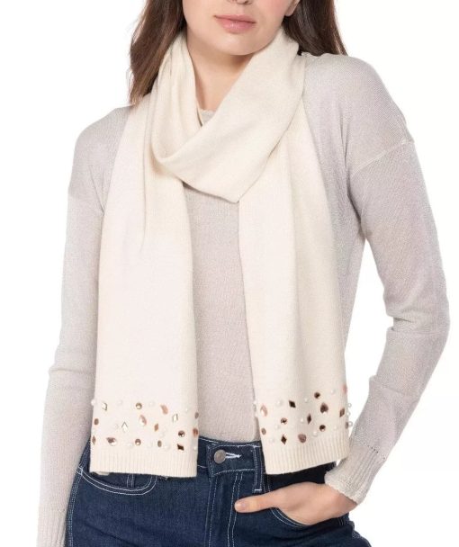 INC Women's Embellished Muffler Scarf, Ivory, One Size Fits Most