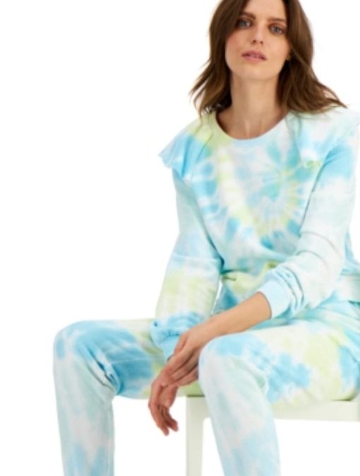 INC Tie Dye Sweatshirt Set - Blue/Green, Medium - Loungewear