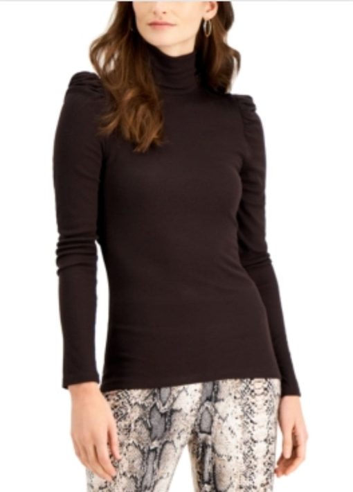 INC  Women's Turtlenecks French - French Roast Puff-Sleeve XL