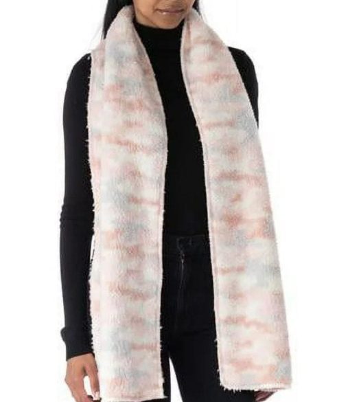 Jenni Sherpa Scarf - Pink/Gray Tie Dye - One Size - Women's Scarves