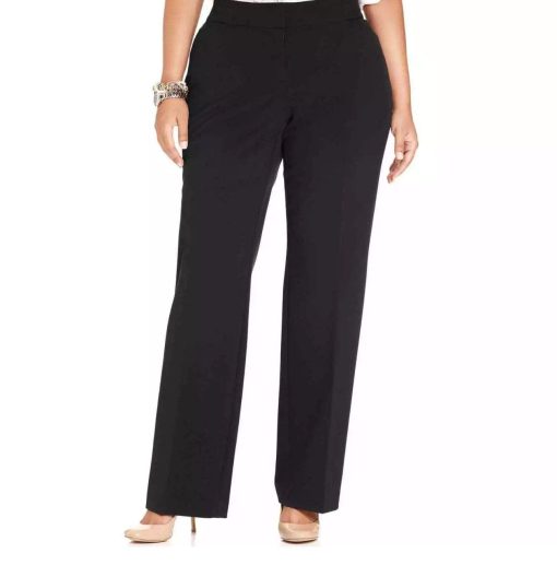 Jm Collection Plus & Petite Plus Size Curvy-Fit Straight-Leg Pants, Deep Black SIZE14WP