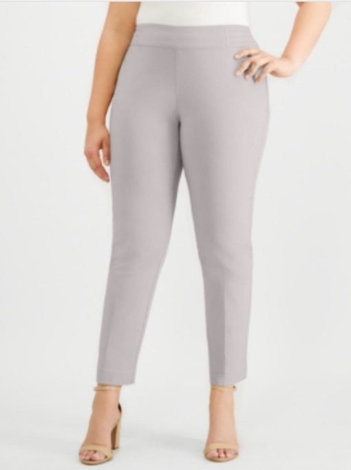 JM Collection Plus Size Lunar Grey Slim Leg Pants - Women's Trousers