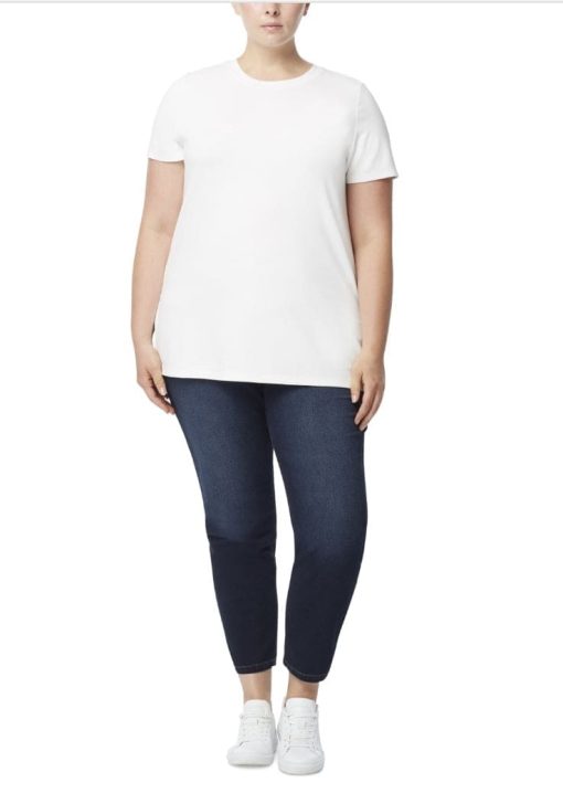 Jones New York Womens Plus Split Hem Crewneck T-Shirt 2X