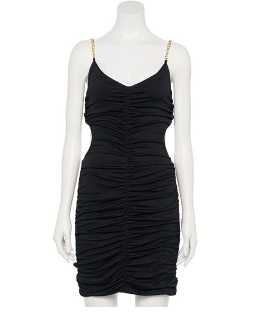 Almost Famous Black Mini Dress with Chain Straps - XL - Party Dress