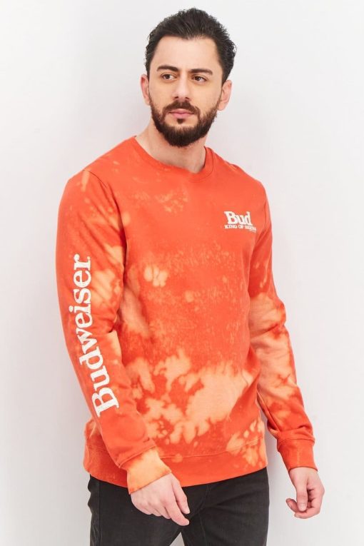 Budweiser Orange Tie Dye Sweatshirt - Men's XL - Pullover Hoodie