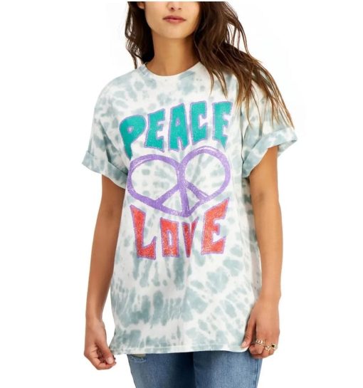 JUNK FOOD WOMENS PEACE LOVE COTTON TIE-DYE TEE T-SHIRT TOP XS