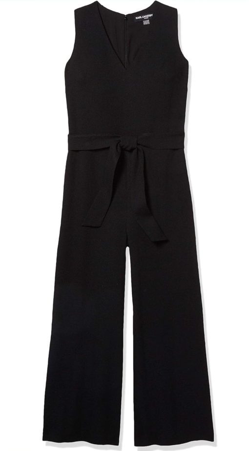 Karl Lagerfeld Paris womens Cropped Jumpsuit With Self Belt 18