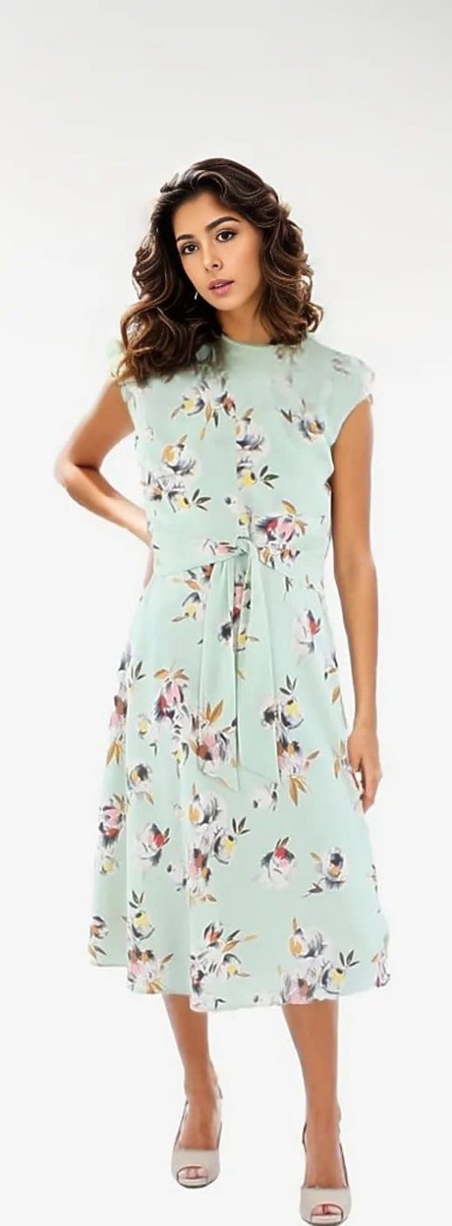 Lauren Ralph Lauren Womens Floral Print Midi Shift Dress Green 2