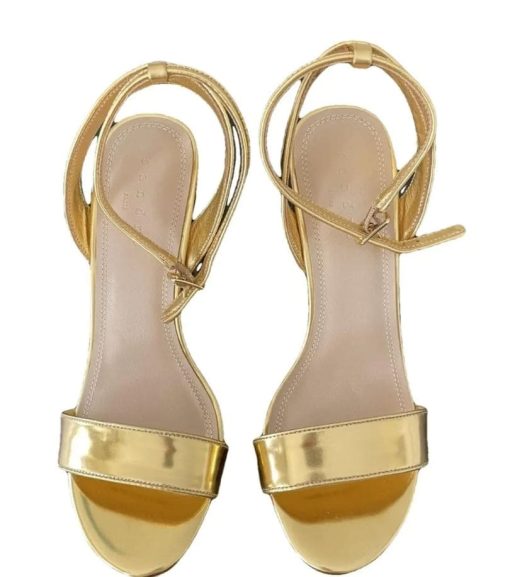 Sandro Gold Leather Sandals Size 36 - Women's Heels