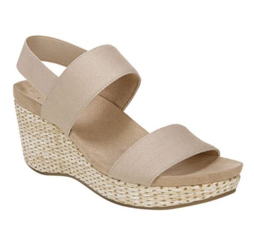 LifeStride Delta Wedge Sandals Beige 5.5 - Women's Summer Shoes