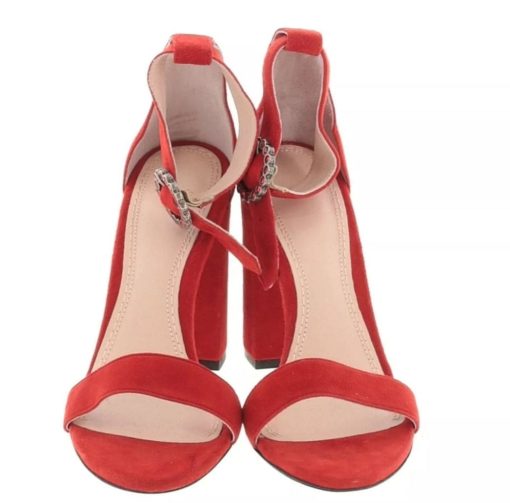 MAJE Faria Red Suede Ankle Strap Sandals Size 8 - Heels