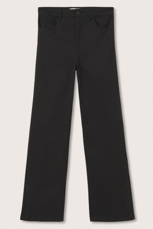 Mango Women's Straight Cotton Pants - Black 6