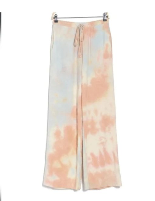 MELLODAY Tie Dye Wide Leg Pants - Peach/Blue - Size M - Women's Pants