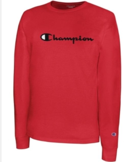 Men's Champion Classic Graphic Long-Sleeve T-Shirt, Screenprint Script Logo Scarlet 2XL