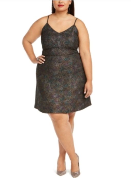 MONTEAU Plus Size Black Party Dress - Above Knee - 2X - Cocktail Dress