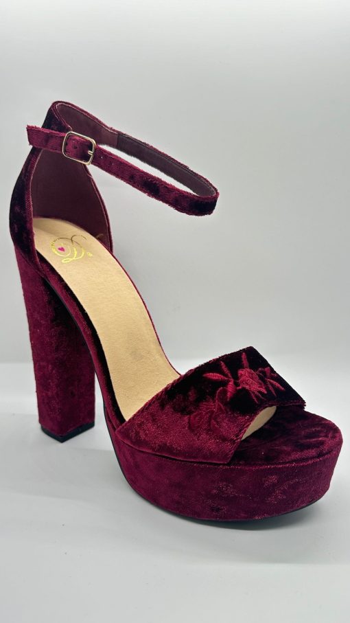 D. Velvet Maroon Platform Heels Size 8.5 - Women's Shoes