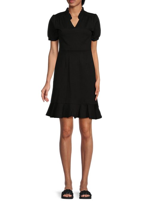 NANETTE Nanette Lepore Women's Ruffle Mini Dress - Very Black - Size 4