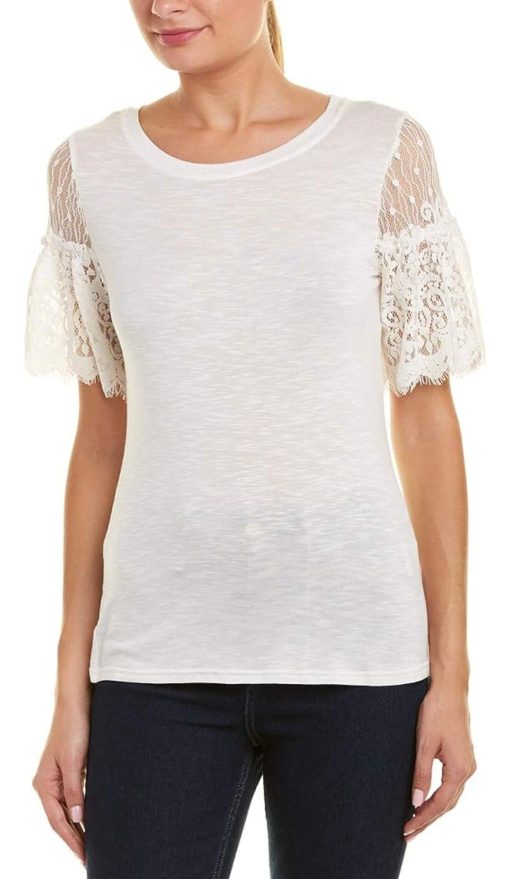 Nanette Nanette Lepore Women's Lace Frill SLV Knit Top XL