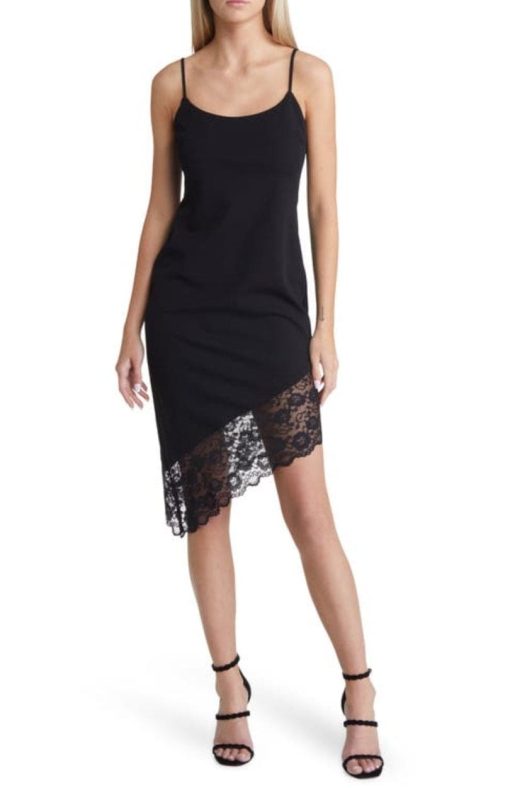 Next / up Womens Lace Trim Asymmetric Cocktail and Party Dress 1/2