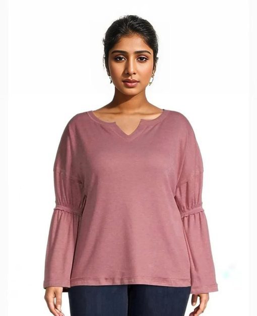 NWT Baea Plus Size Flare Sleeve Blouse Top Blush Pink XL