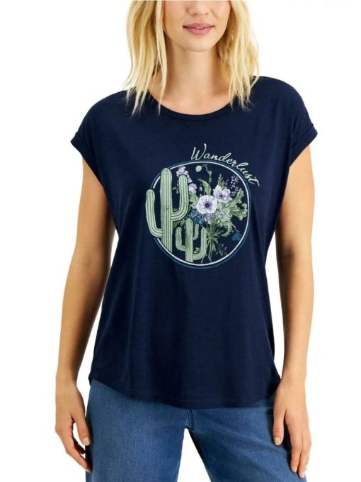 NWT Style & Co. Women's Wanderlust Scoop Neck Graphic Print T-Shirt SIZEXXL