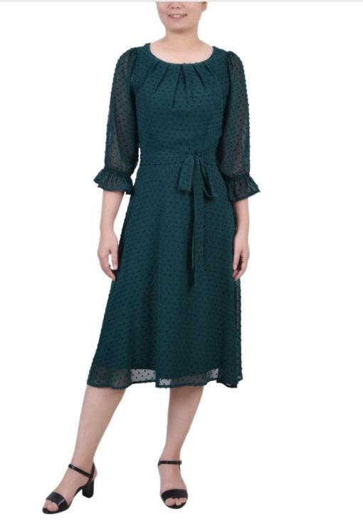 NY Collection Green Midi Dress Petite Size Women's Dresses