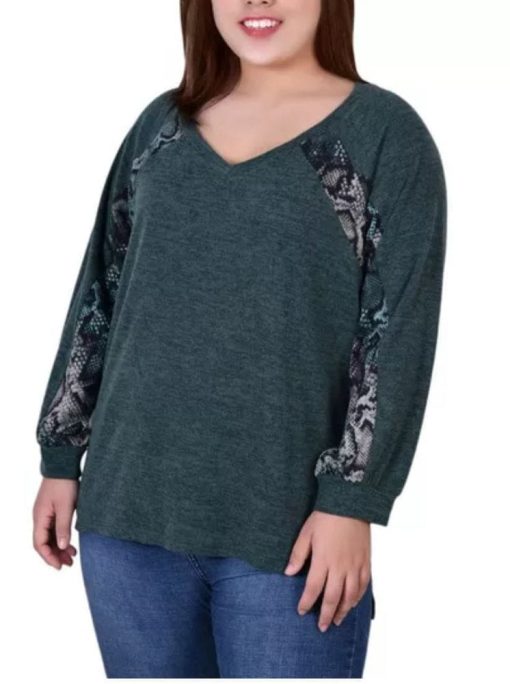 NY Collection Plus Long Sleeve Combo Top SIZE S