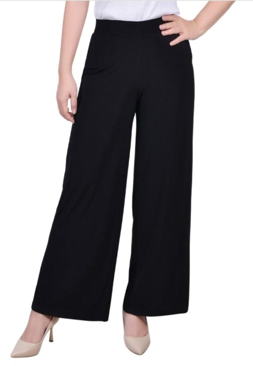 Petites Womens Office Mid-Rise Palazzo Pants PL