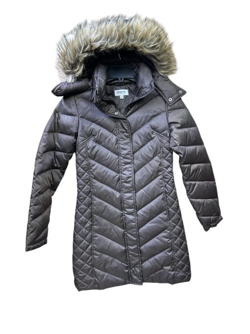 Kenneth Cole Hooded Faux-Fur-Trim Down Chevron Puffer Coat - Image 3