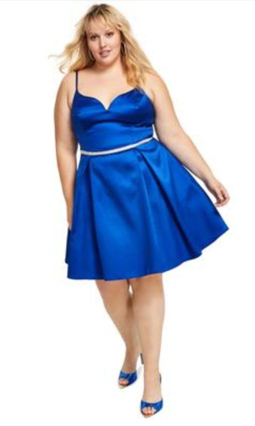 Plus Womens Rhinestone V-Neck Cocktail and Party Dress 20 W