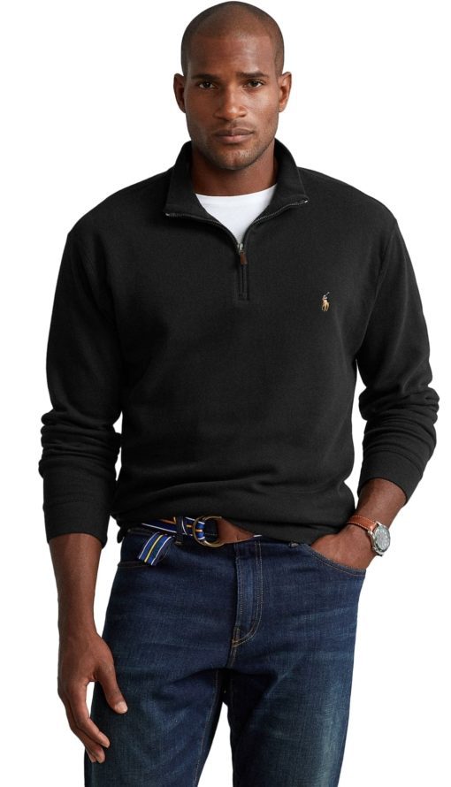 Polo Ralph Lauren Black Quarter-Zip Pullover - Big & Tall Men's Sweater
