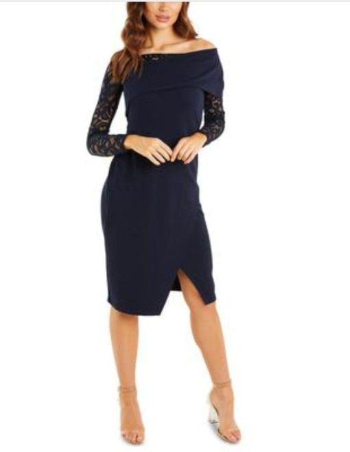 QUIZ Navy Off Shoulder Dress Size 4 - Evening Dresses