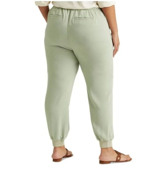 RALPH LAUREN Womens Green Pocketed Drawstring Crepe Sweatpants Cuffed Pants Plus 18W