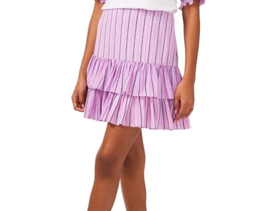 Riley & Rae Women's Striped Pull-on Skirt,  Lilac Petal S