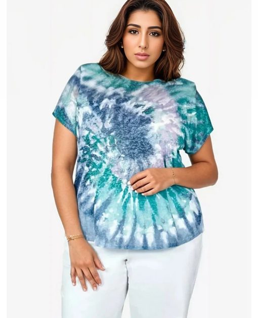 Ruby Rd Tie Dye Tee - Blue/Green, Plus Size, Women's Tops