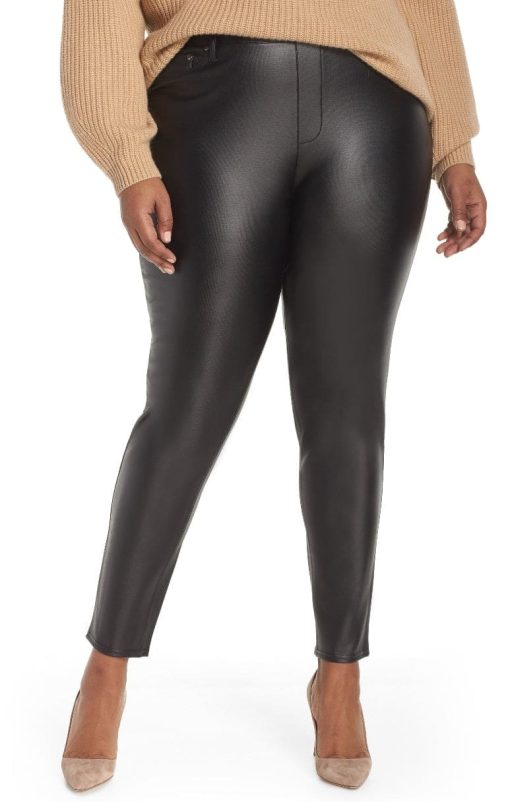 Seven7 Women's Casual Pants CAVIAR - Black Caviar Faux Leather Leggings 3X