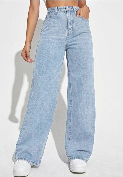 Shein Light Wash Wide Leg Jeans - Plus Size 4XL - Women's Pants