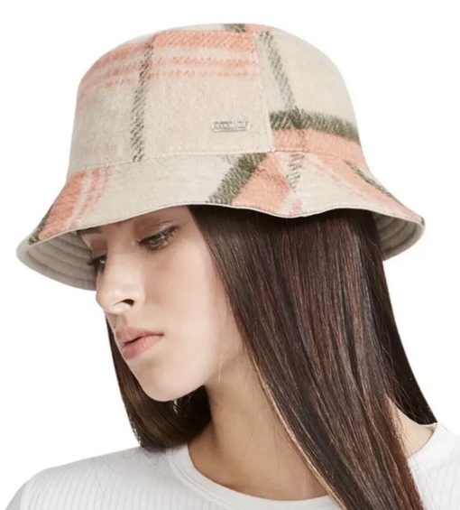 Steve Madden Peach Plaid Bucket Hat - One Size - Women's Hats