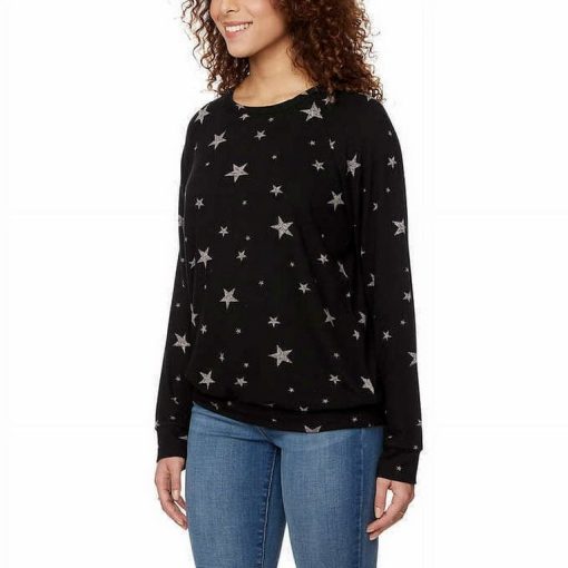 Style & Co Black Star Print Sweatshirt Plus Size Top