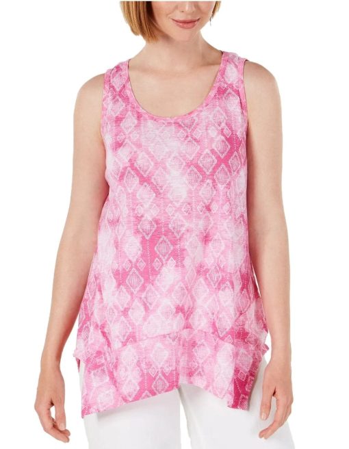 Style & Co Pink Diamond Print Tank Top - XL - Women's Blouse