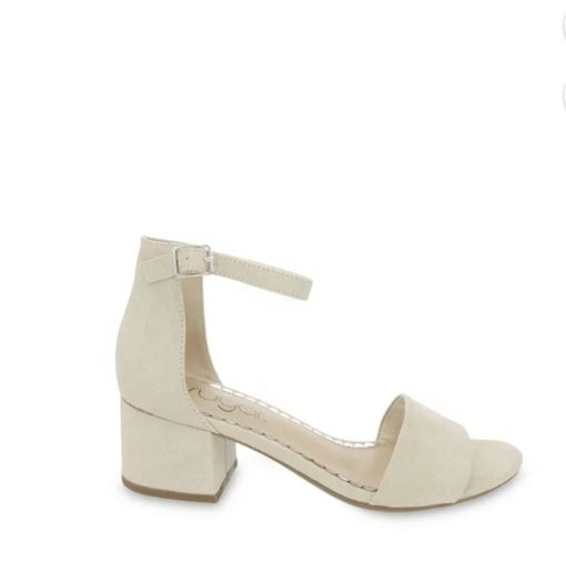 Sugar Noelle Beige Ankle Strap Block Heel Sandals - Size 7